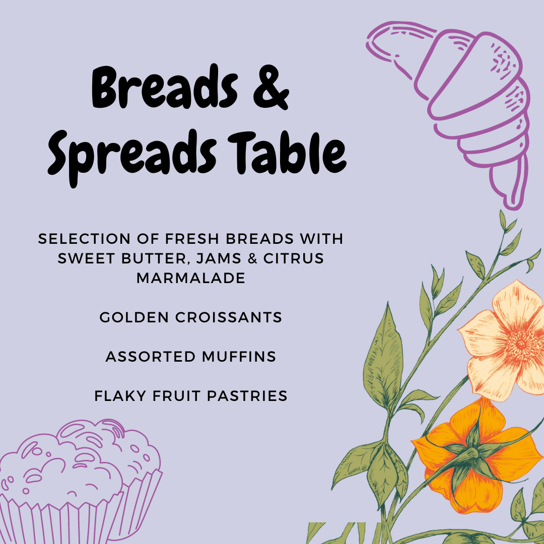 Breads and Spreads Table Menu Item #1
